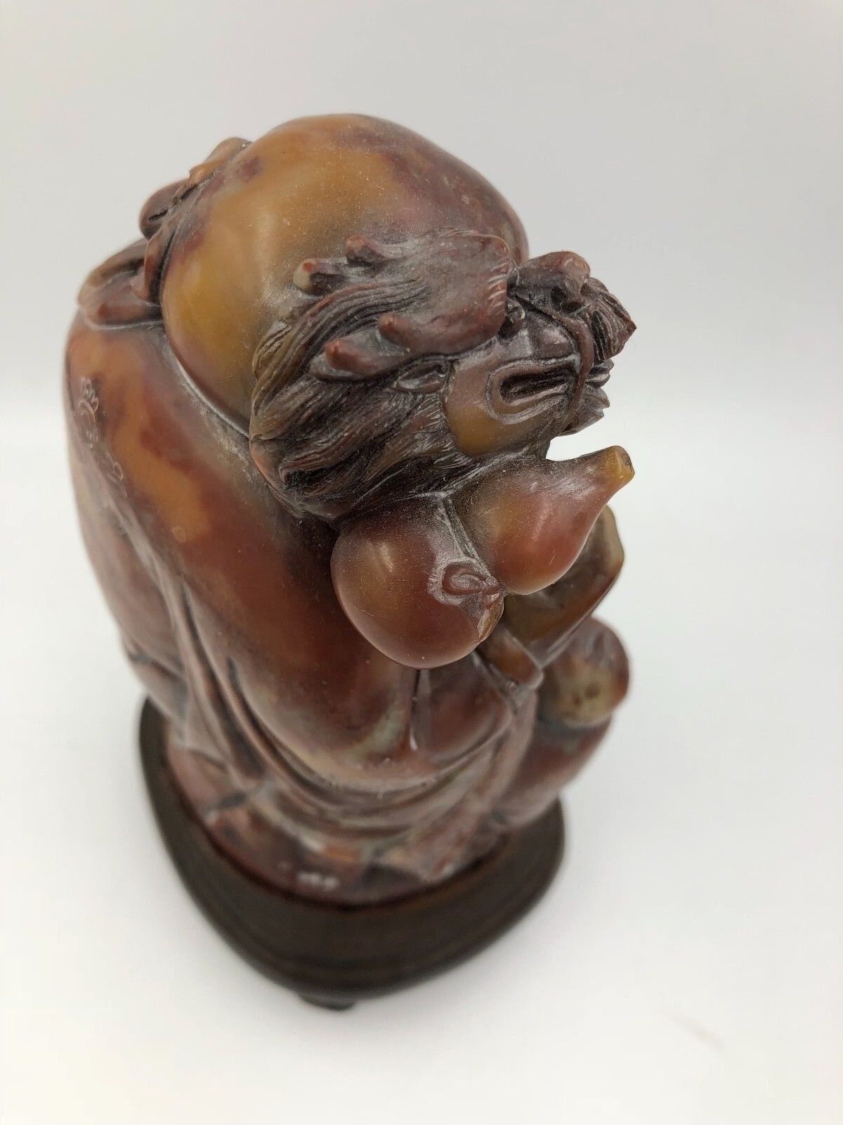 Antique Carved Hard Stone Stand Scholar Rare dragon Cane