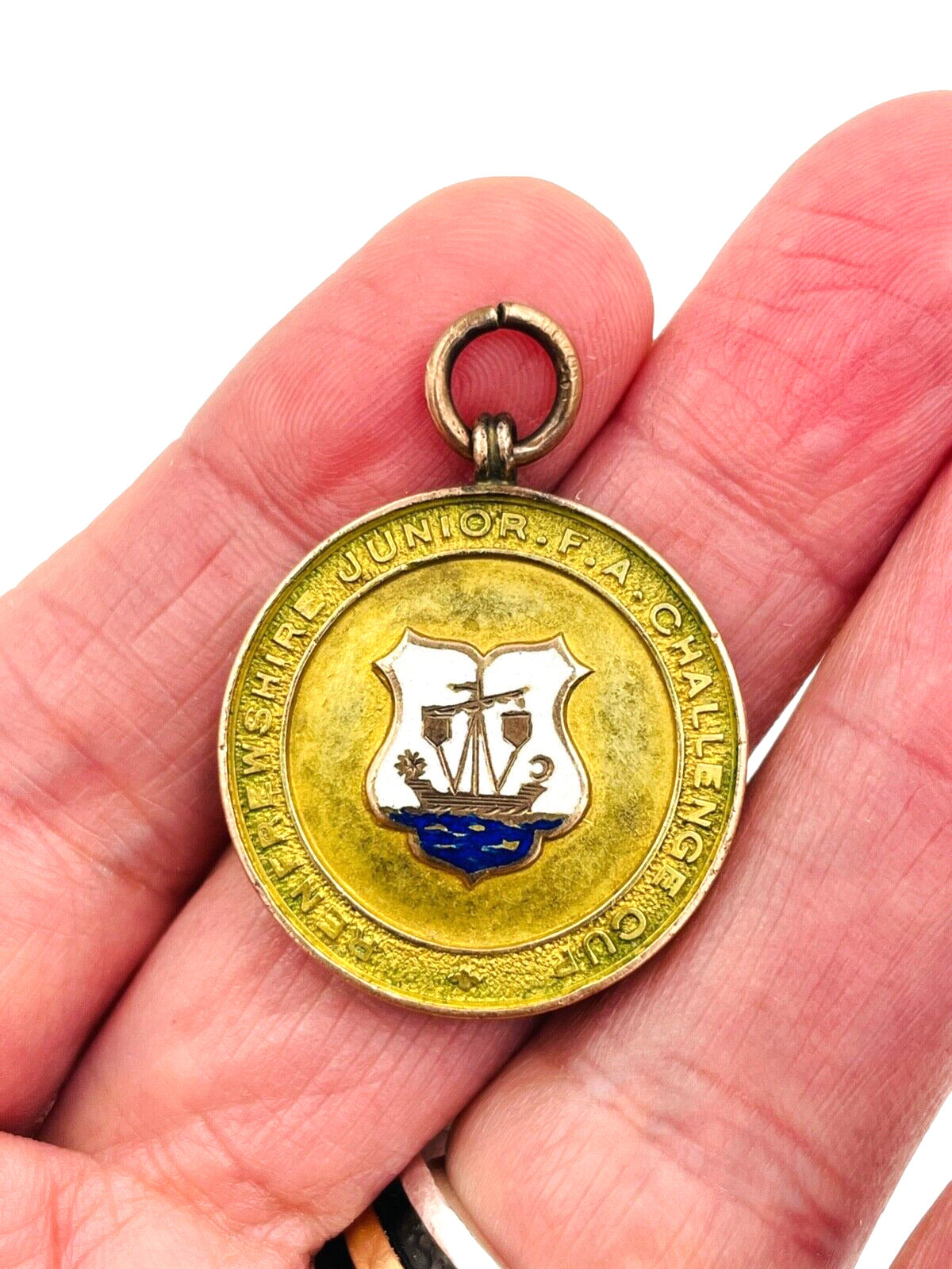 Antique 9ct GOLD Renfrewshire Junior F. A. Challenge Cup 1918 MEDAL AWARD