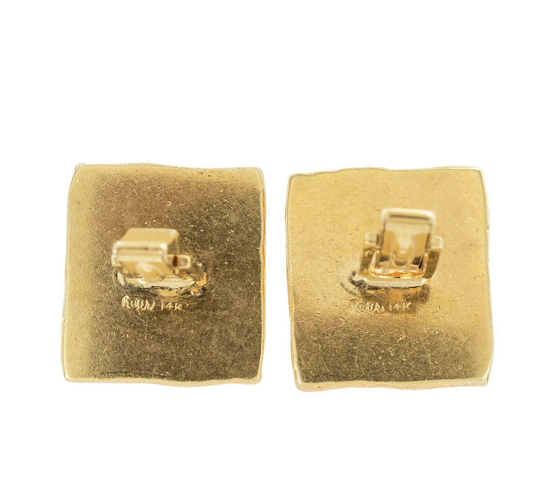 Ruser Yellow Gold Textured Large Cufflinks