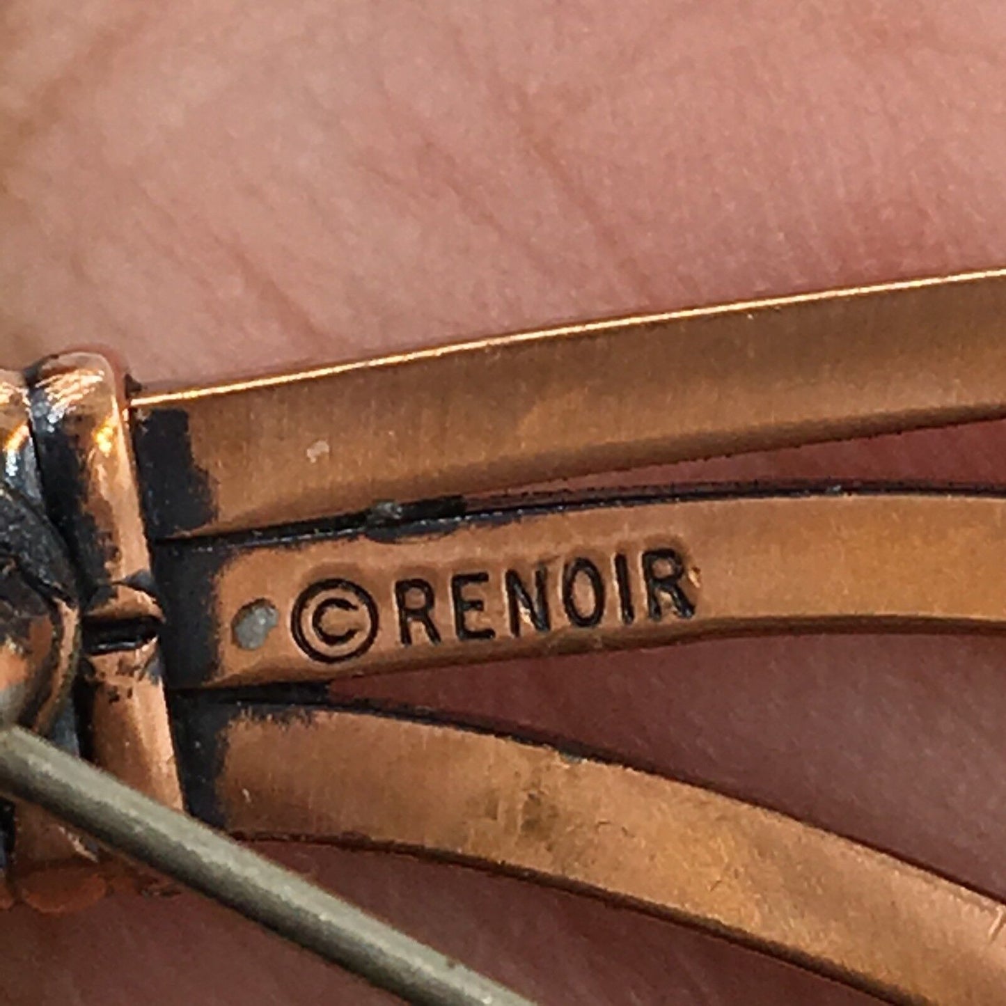 Vintage Renoir Calla Lily Flower Copper Oxidized Earrings Pin Brooch Set