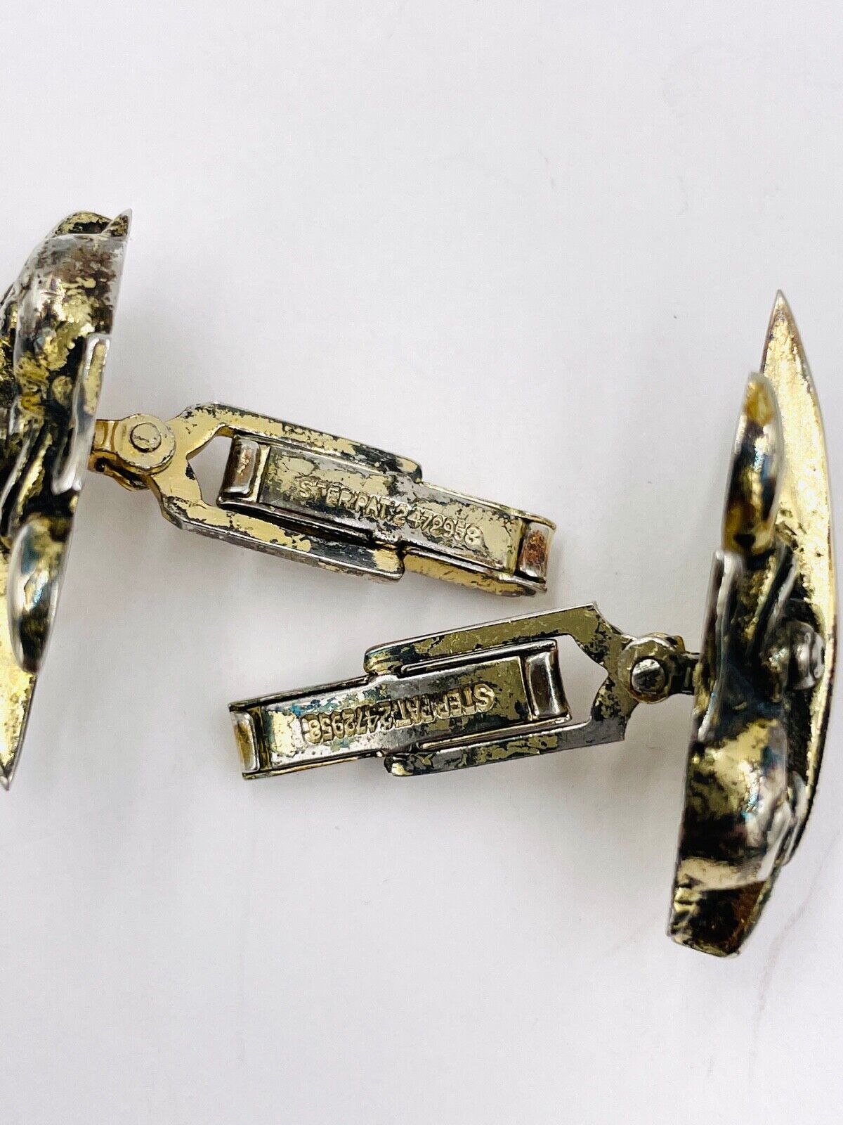 Vintage JACOB M. OLDAK Sterling Silver Demon Cufflinks PAT.2472958