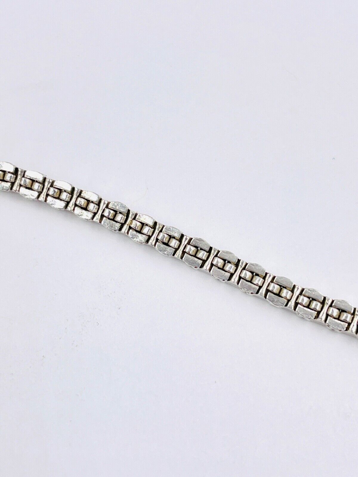 Art Deco Sterling Silver clear cut crystal choker drop Necklace