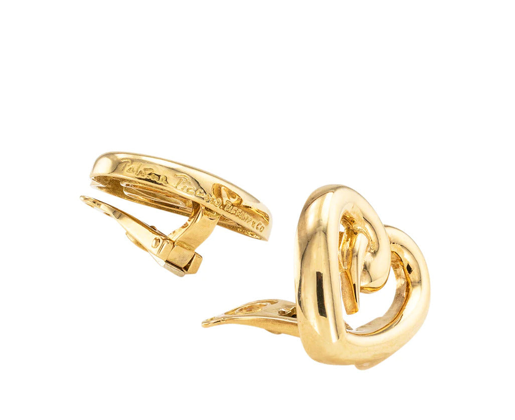 Paloma Picasso Tiffany & Co Heart Shaped Yellow Gold Clip On Earrings