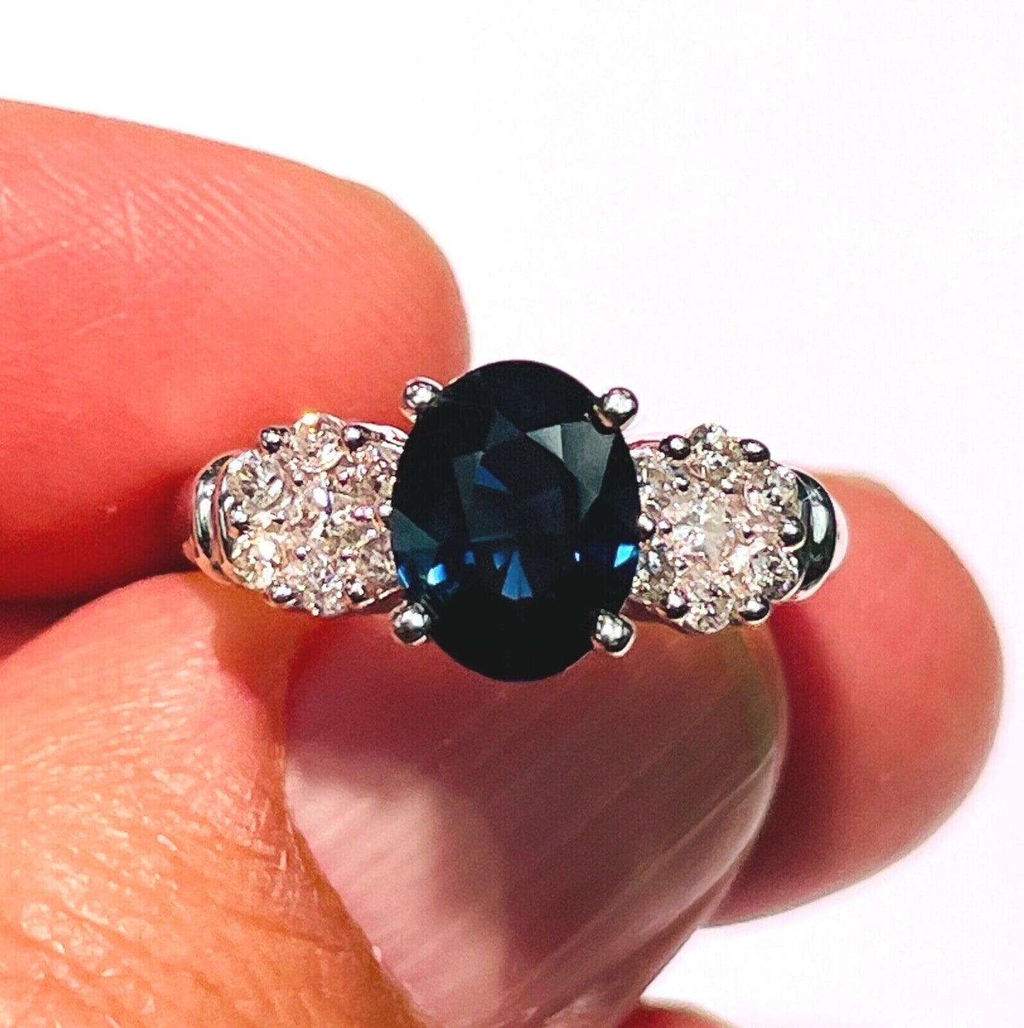 Estate 14k Gold diamond Sapphire cocktail Ring 1.50ctw
