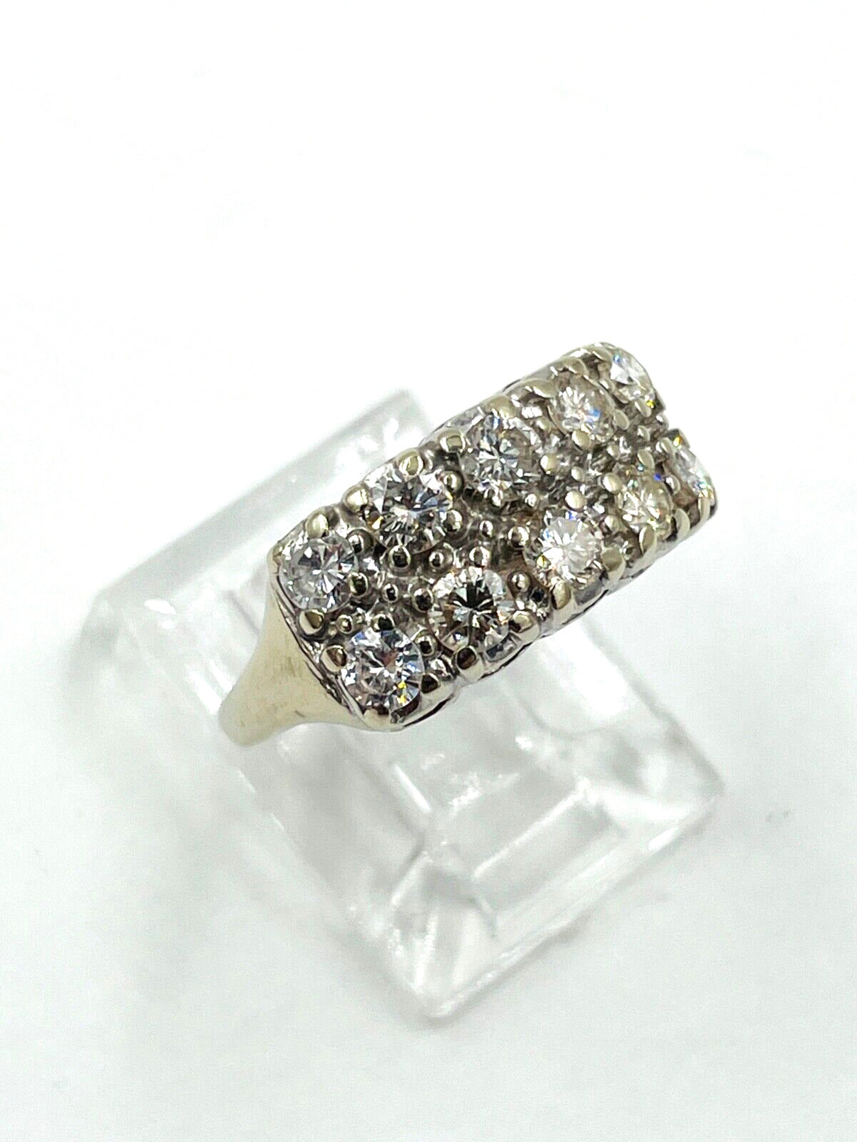 Vintage 14K Gold 2 row Diamond Ring 1.20cts
