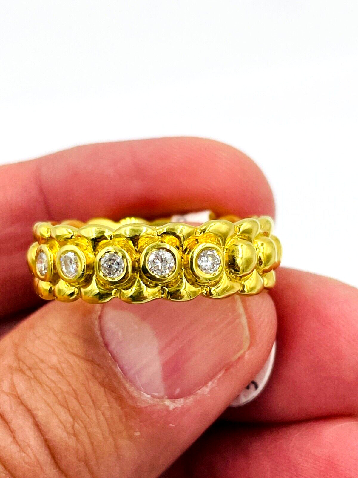 Men's 18k Diamond Engagement Ring Designer signed .24cts VS