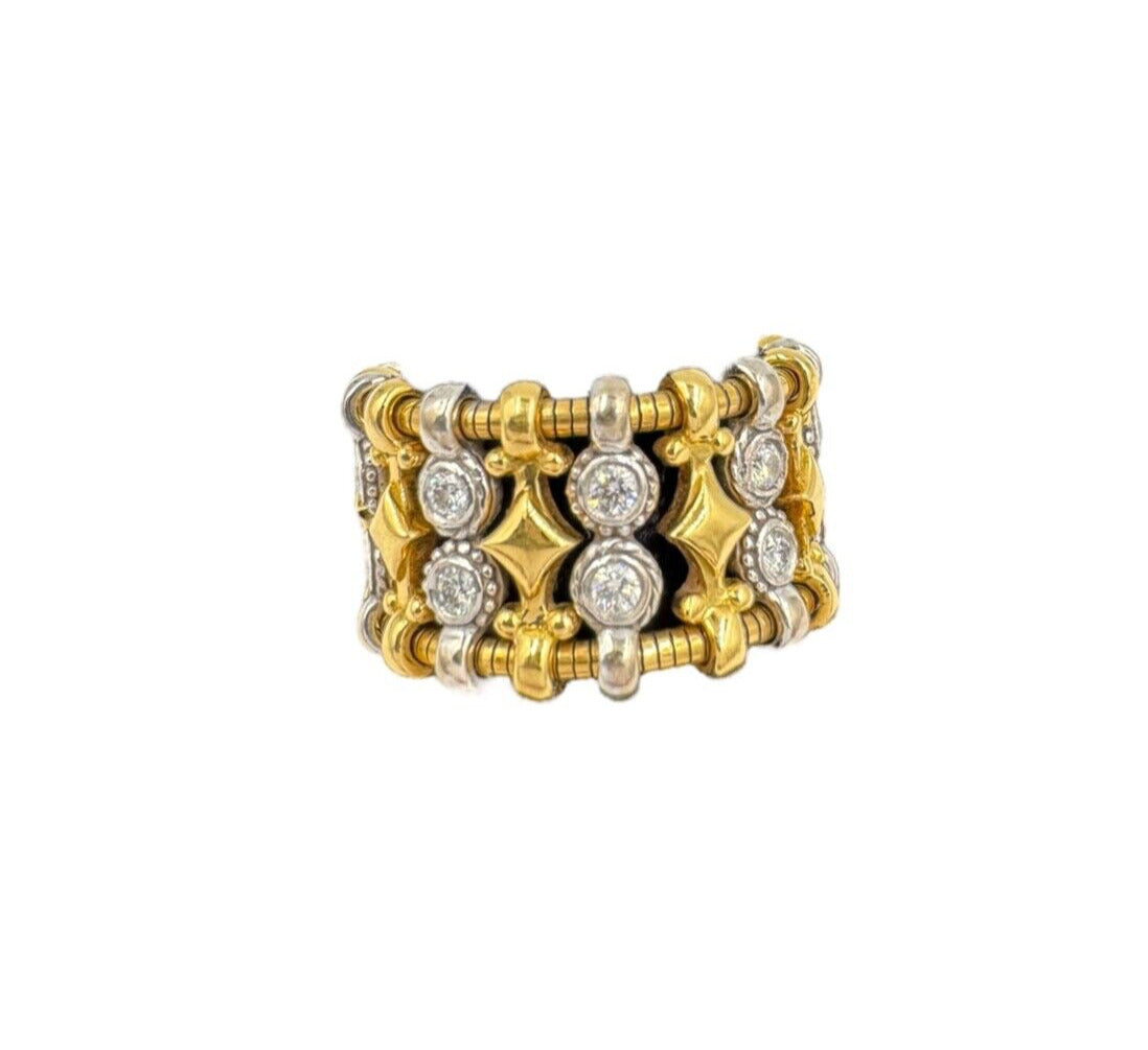 Carrera Y Carrera 18k gold flexible diamond Ring wide band