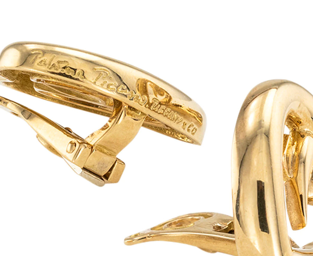 Paloma Picasso Tiffany & Co Heart Shaped Yellow Gold Clip On Earrings