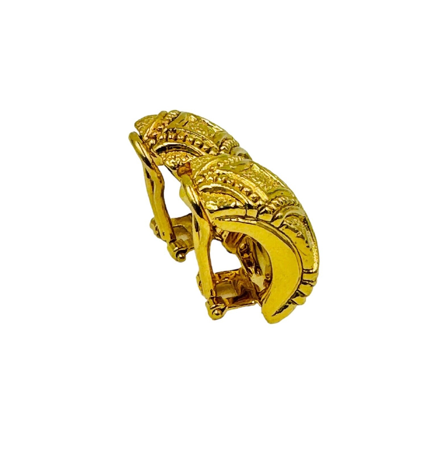 Estate 18k Gold Yellow Gold Huggie Earrings Designer signed Omega backs