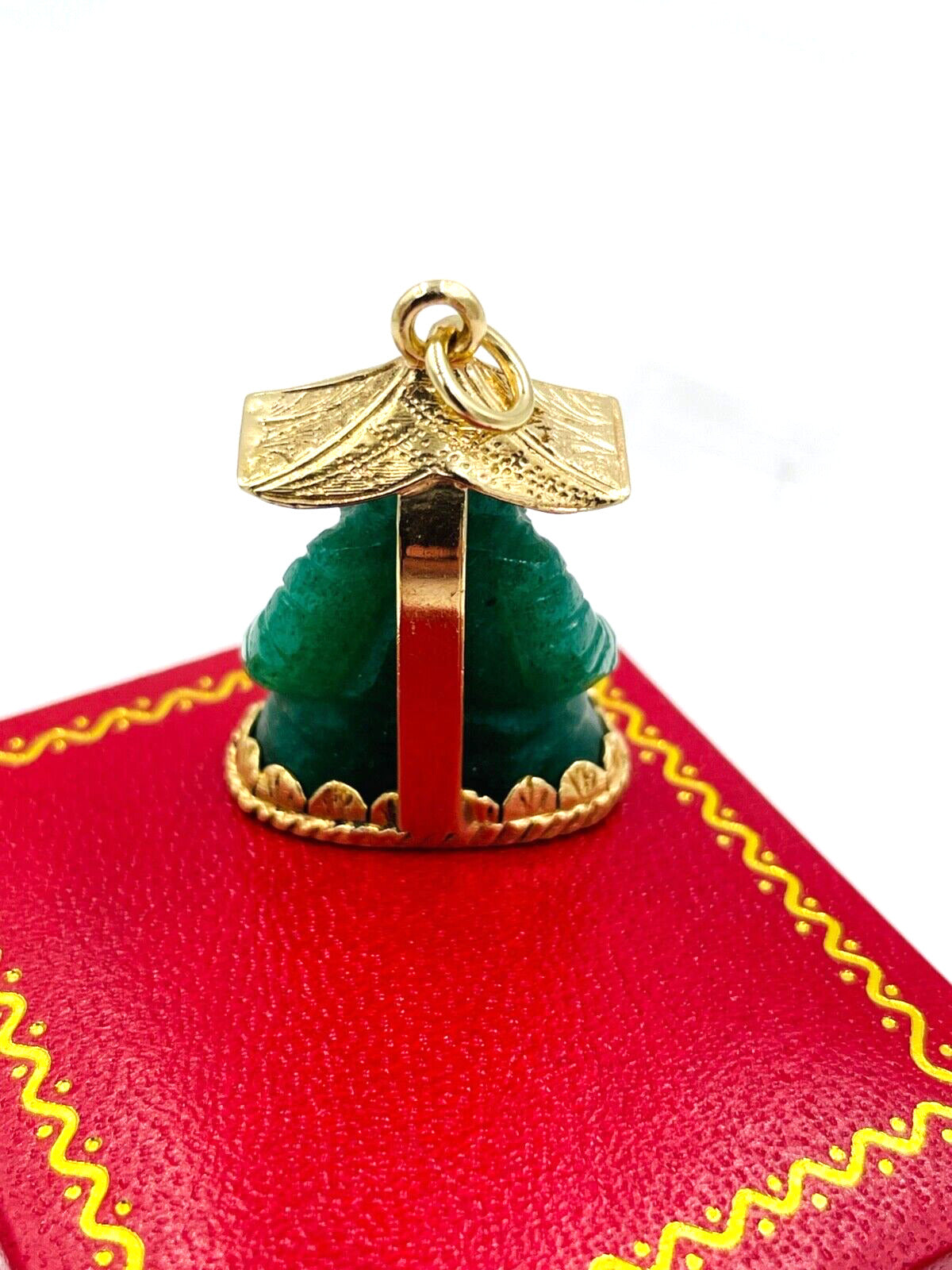 Vintage MOBA Jade Buddha Pendant 14k Yellow