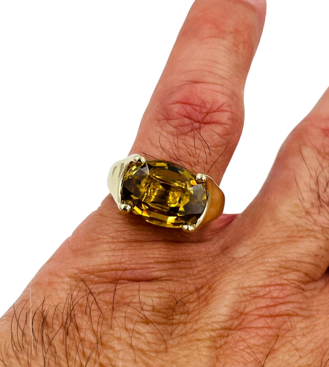 Stunning 9.18cts Natural Zircon Cocktail Ring Yellow Gold