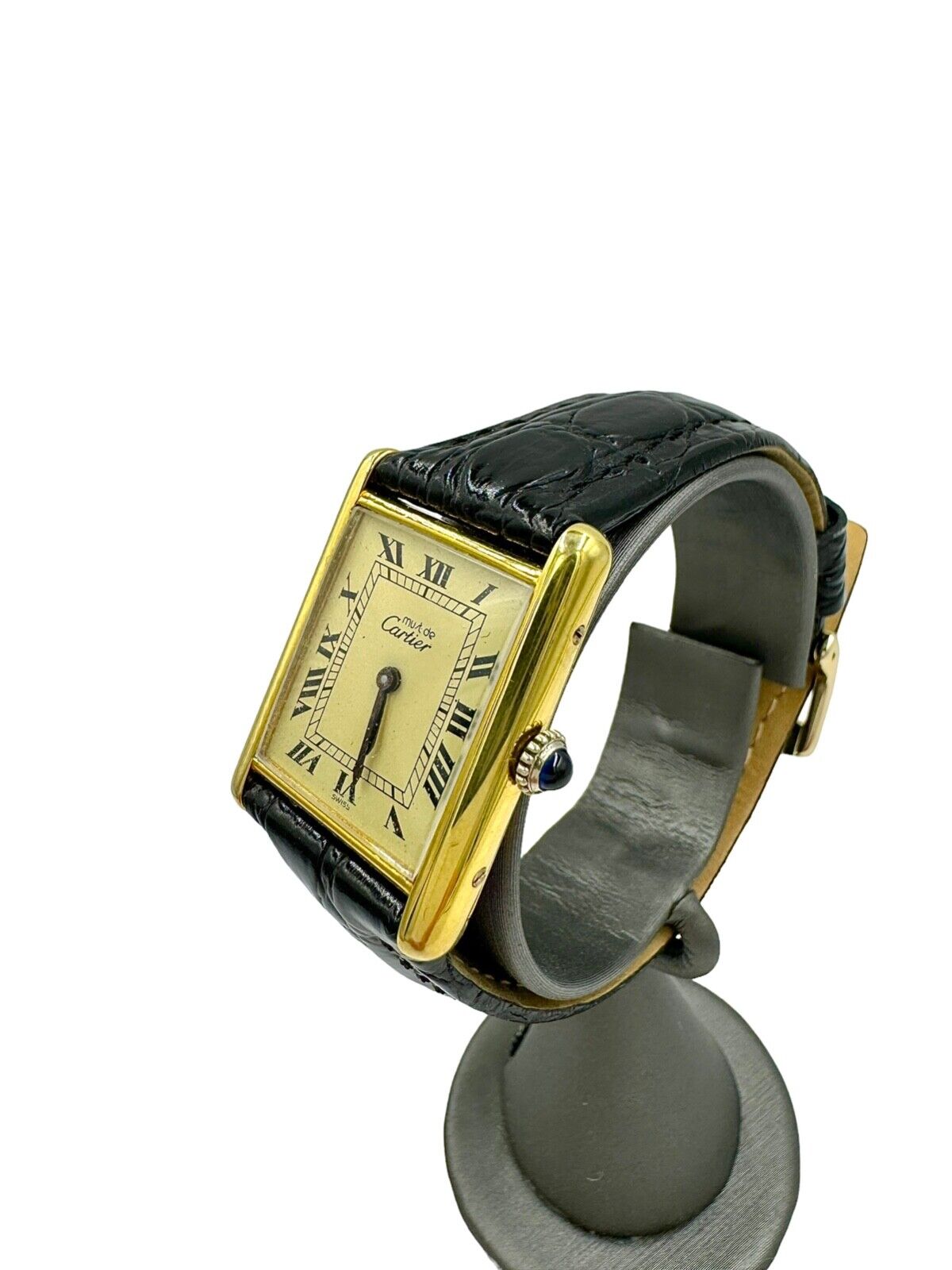 Cartier Must Tank Manual Wind Wristwatch Watch Argent 925 Gold Vermeil