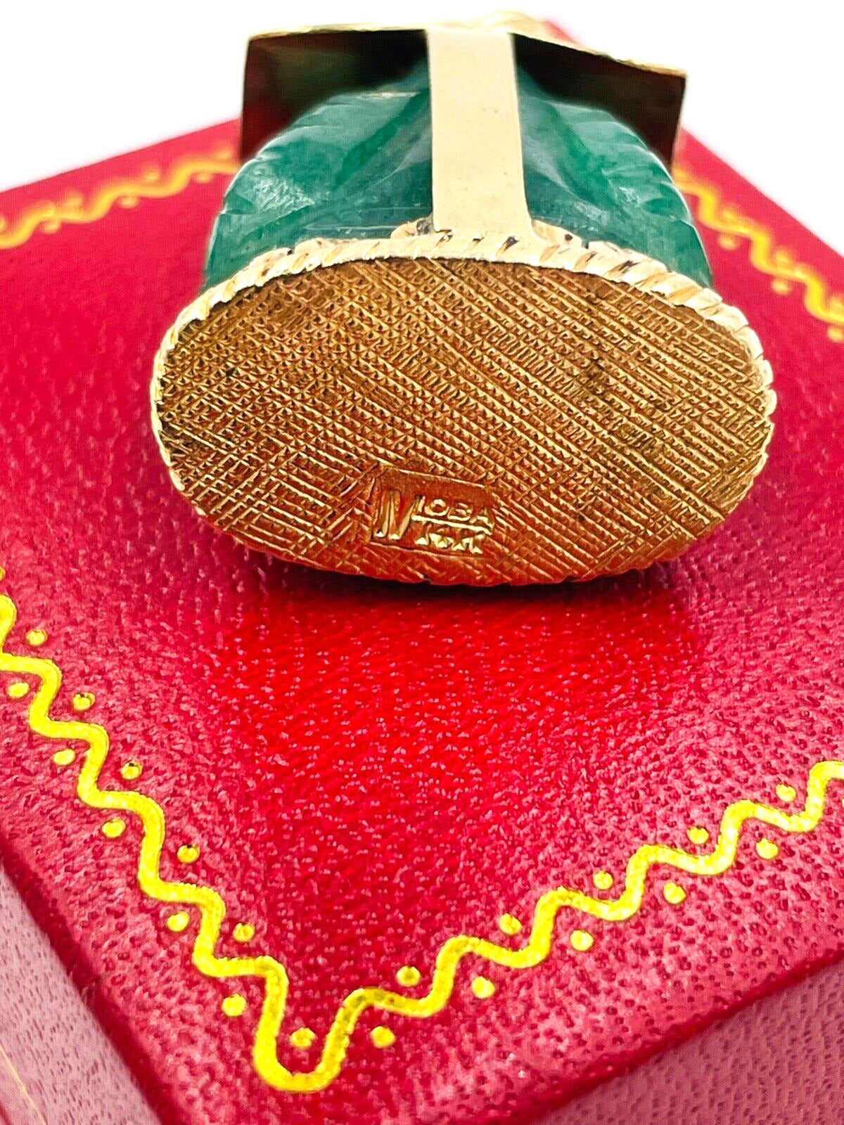 Vintage MOBA Jade Buddha Pendant 14k Yellow