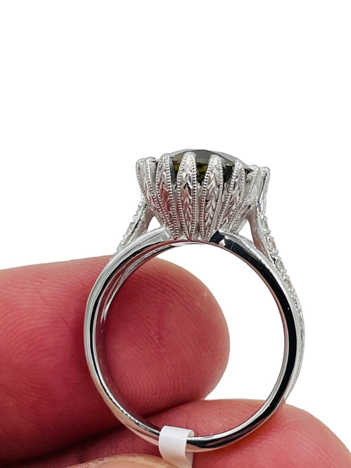 Stunning 8.20cts Natural Zircon and Diamond Cocktail Ring 14k White Gold