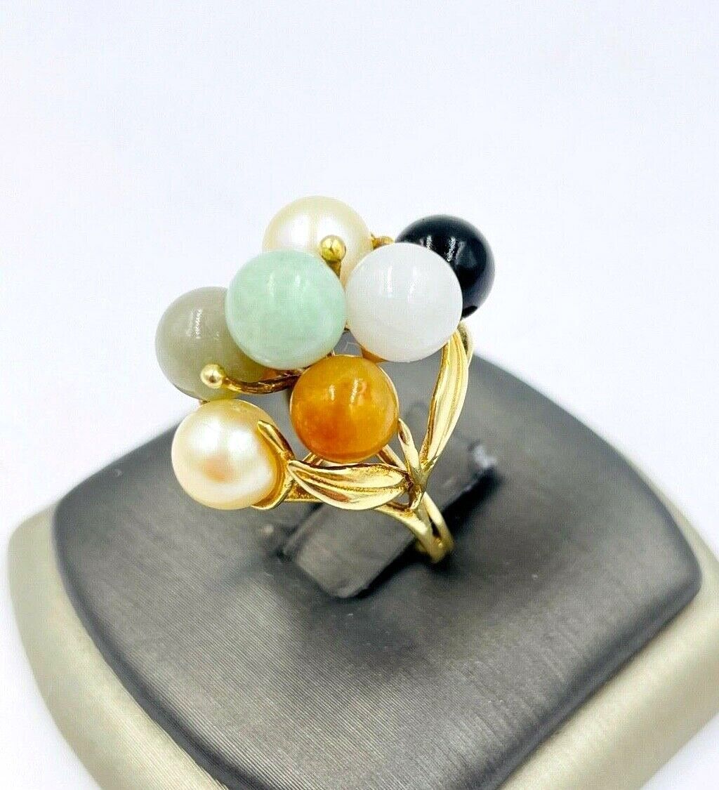 Rare Ming's Hawaii Jade Pearl cluster ring