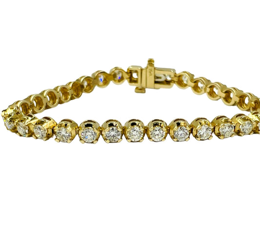 Estate 14k yellow Gold 4.50cts Diamond Tennis Bracelet