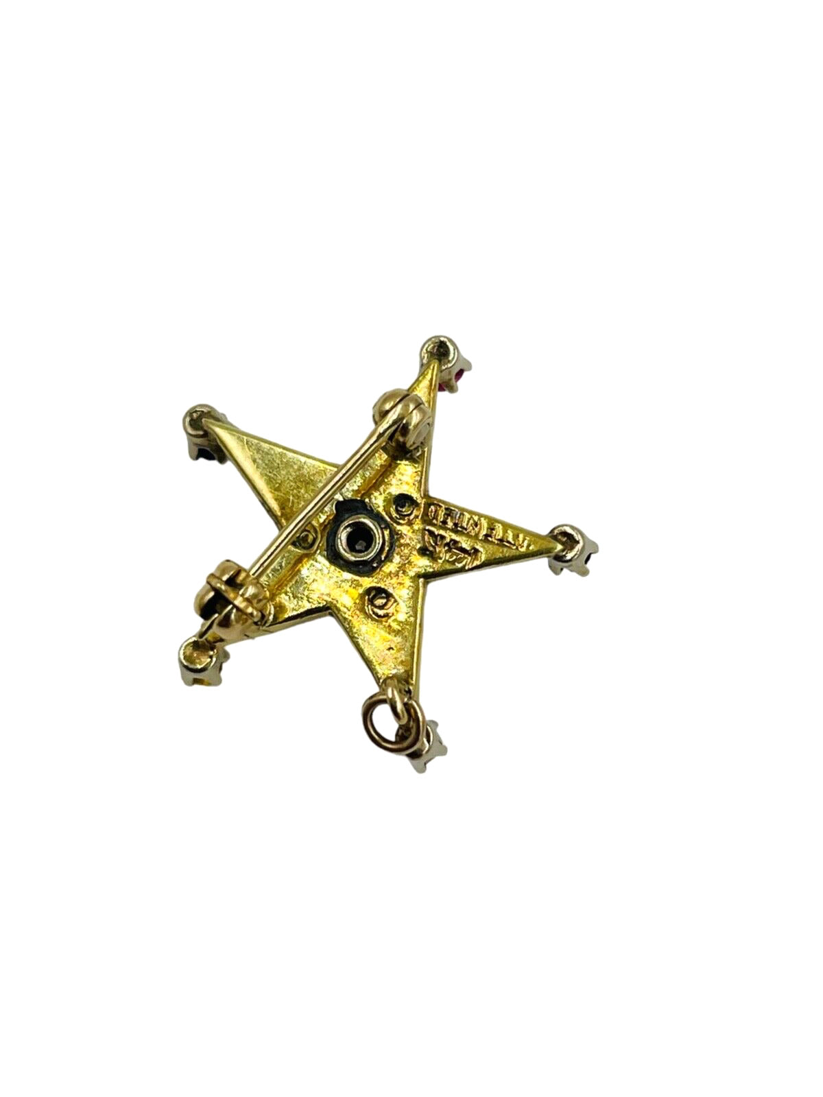14k gold Masonic Eastern Star Enamel Diamond Pin Pendant combo