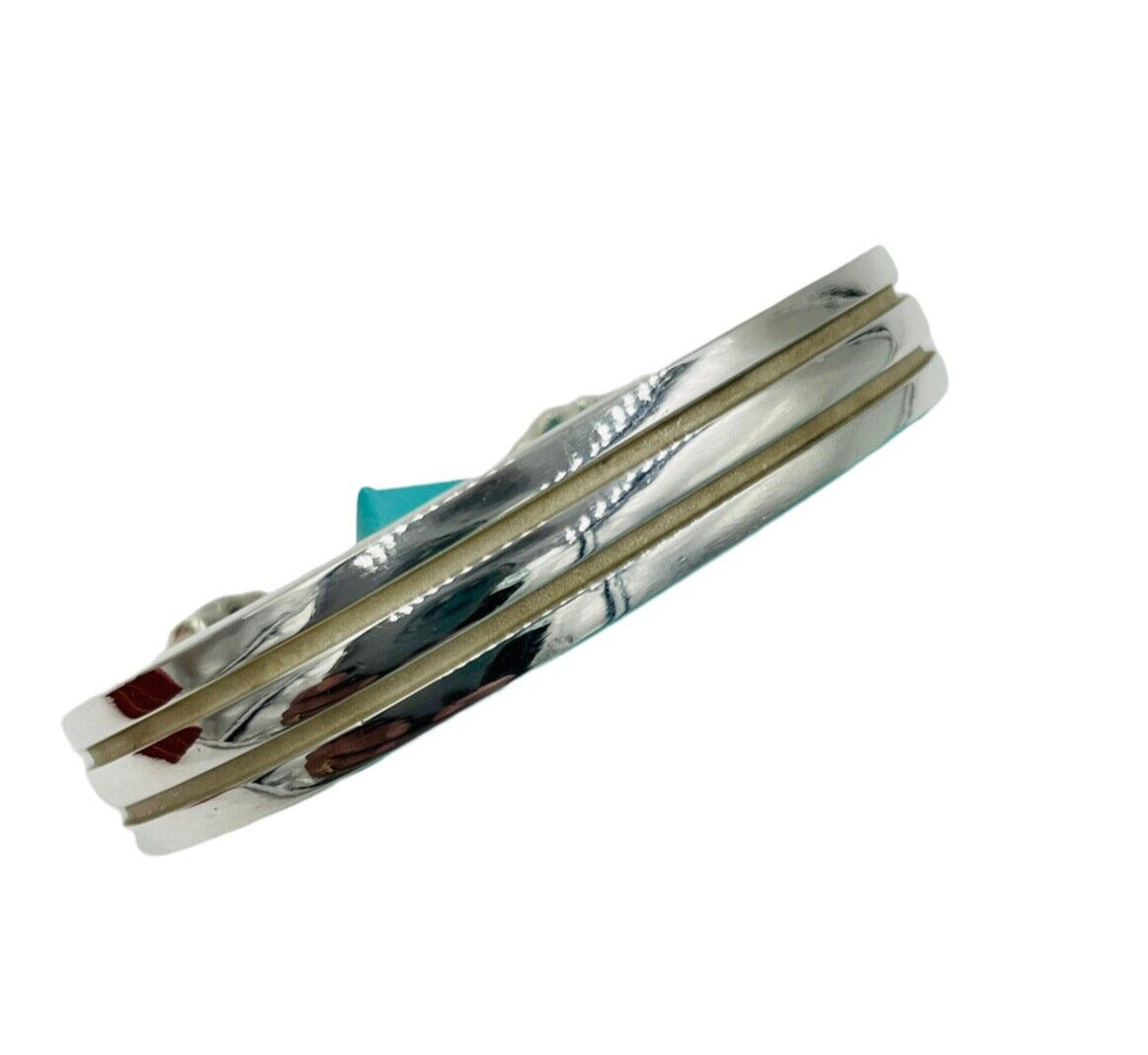 Tiffany & Co. Sterling Silver Cuff Open Bracelet 1995 Atlas Grooved Lined