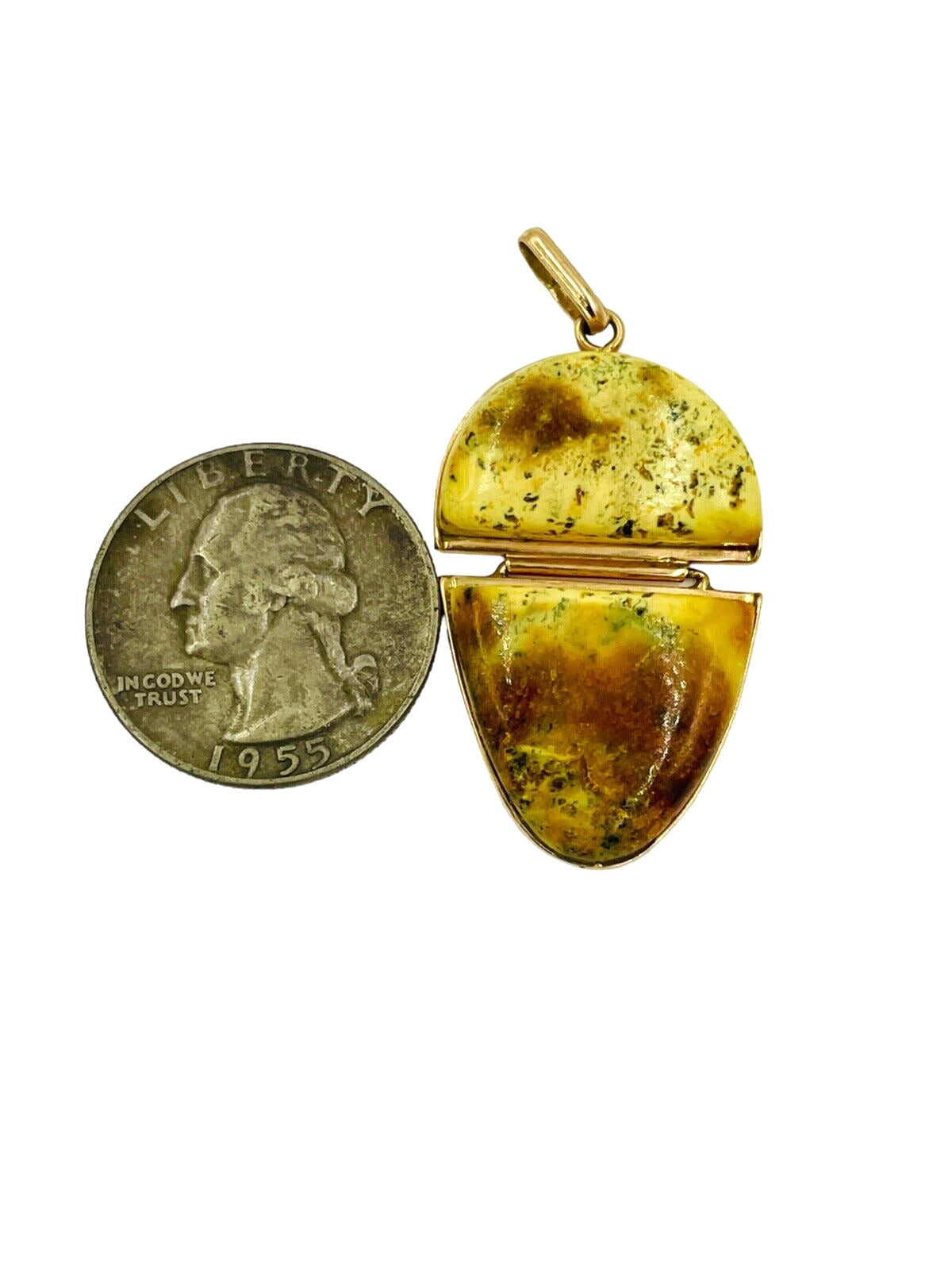 14K 585 Rose Pink Gold Russian Baltic Butterscotch Egg Yolk Amber Pendant