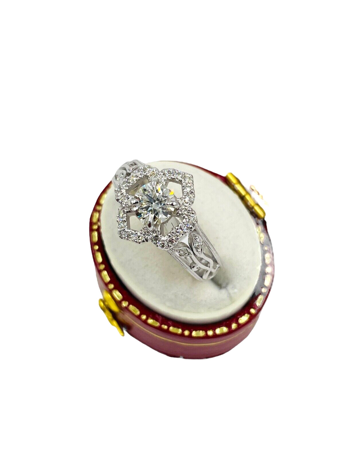 14kwg Diamond Halo Flower Ring EGL Certified