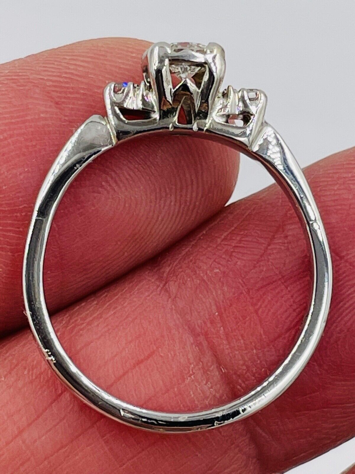 Vintage 14k White gold .30ct VS Diamond Ring wedding engagement .36cttw