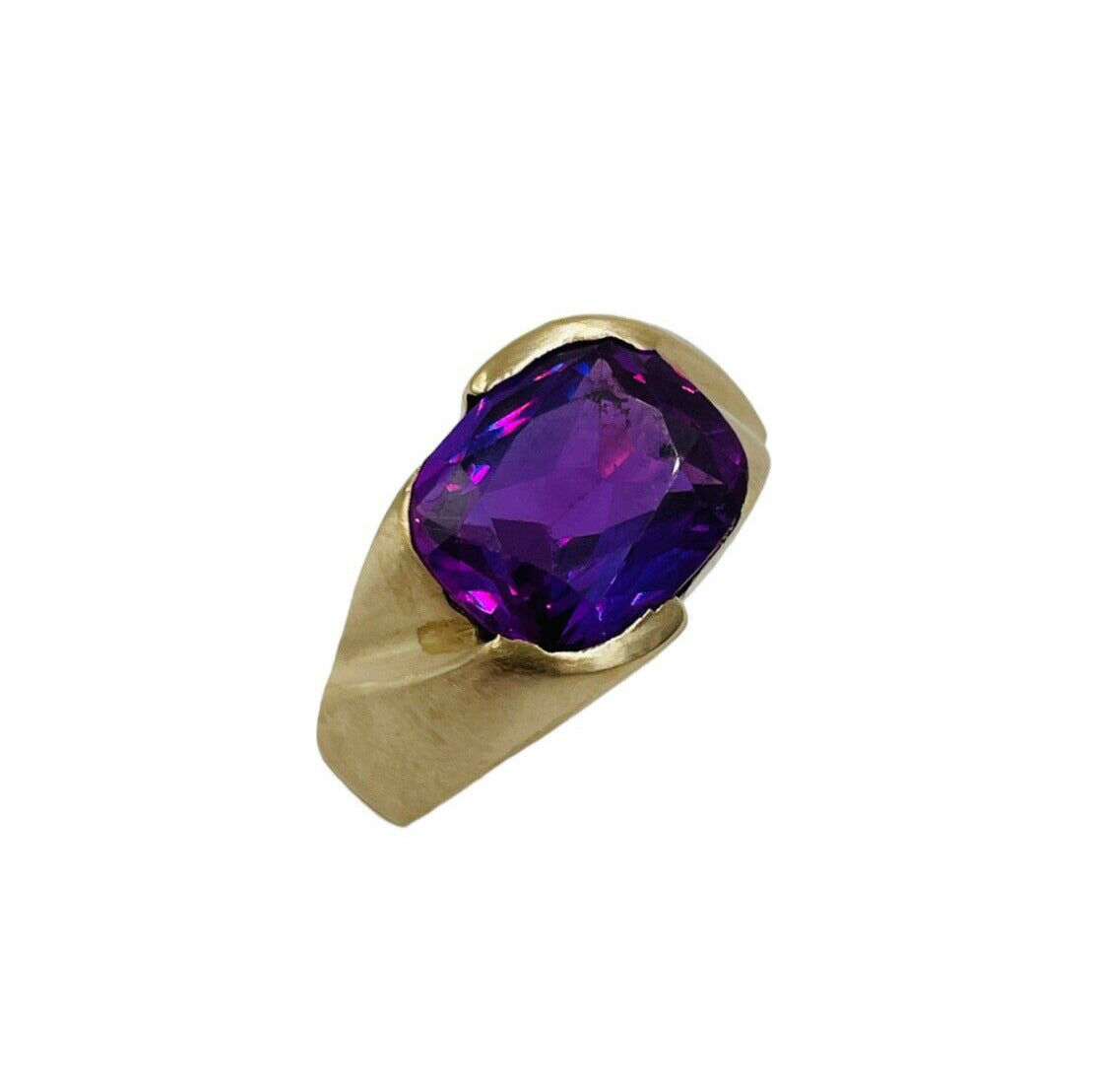 Vintage 14k Yellow Gold Synthetic Alexandrite Men's Ring
