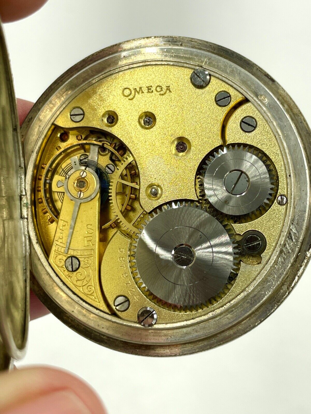 Antique Omega pocket watch Switzerland .800 Silver Full Hunter 52mm