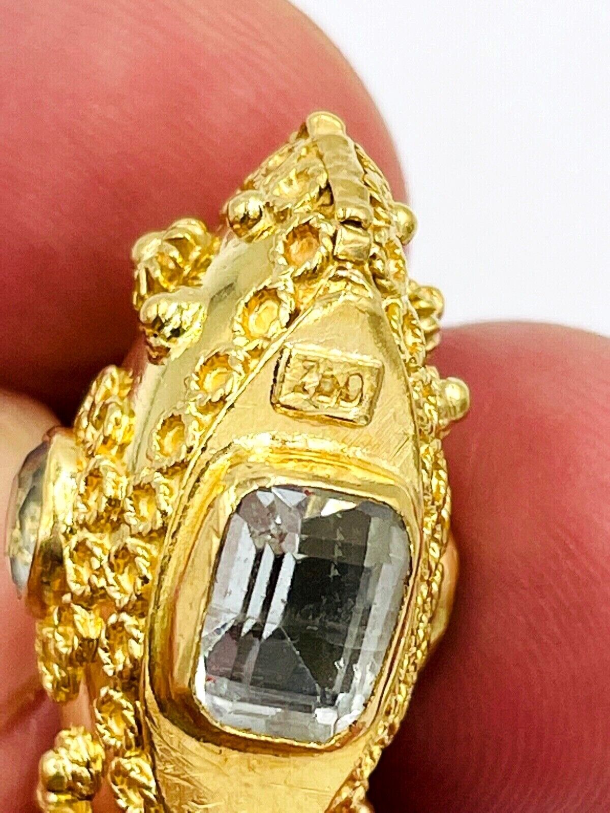 Vintage 18K Gold Genie bottle Charm Pendant with Aquamarine Gemstones