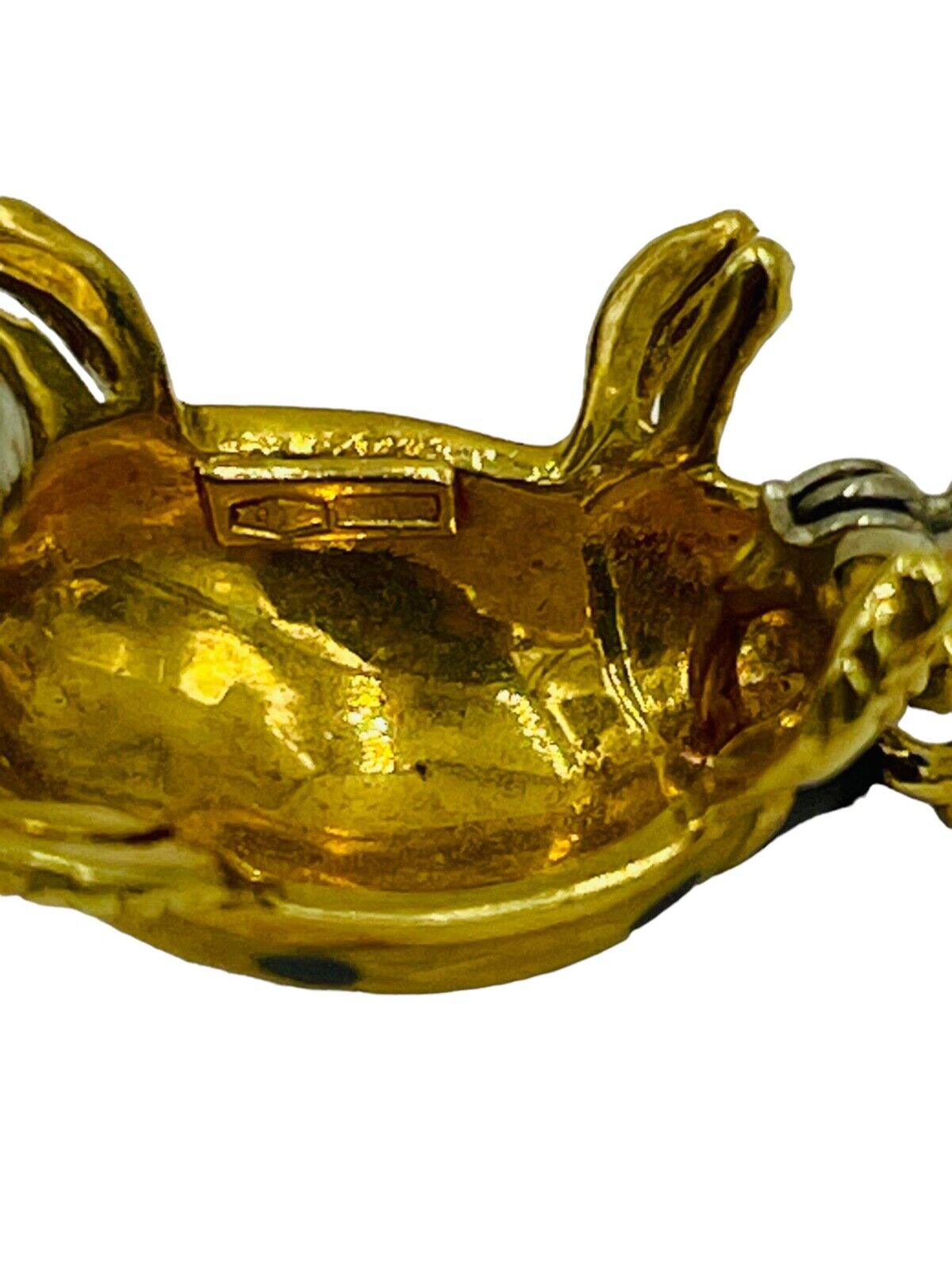 Italian Lady Bug Brooch Pin 18K Yellow Gold Enamel