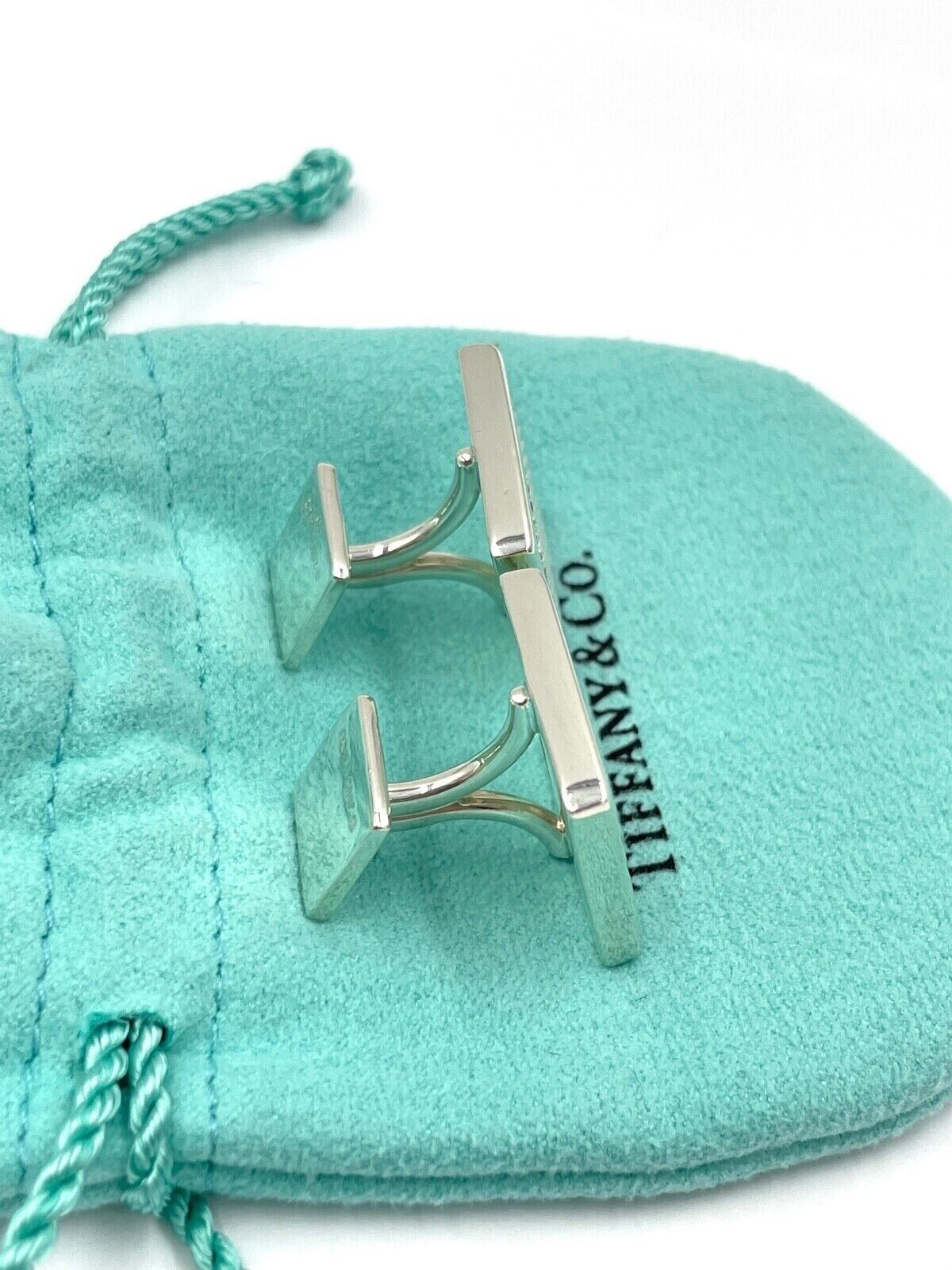 Tiffany & Co. Sterling Silver Square Mesh Cuff Links in Tiffany Pouch