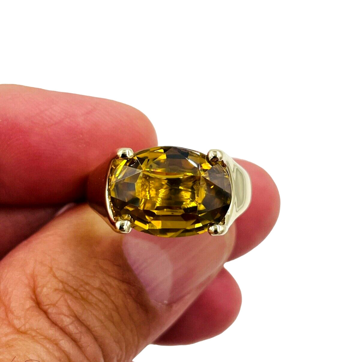 Stunning 9.18cts Natural Zircon Cocktail Ring Yellow Gold