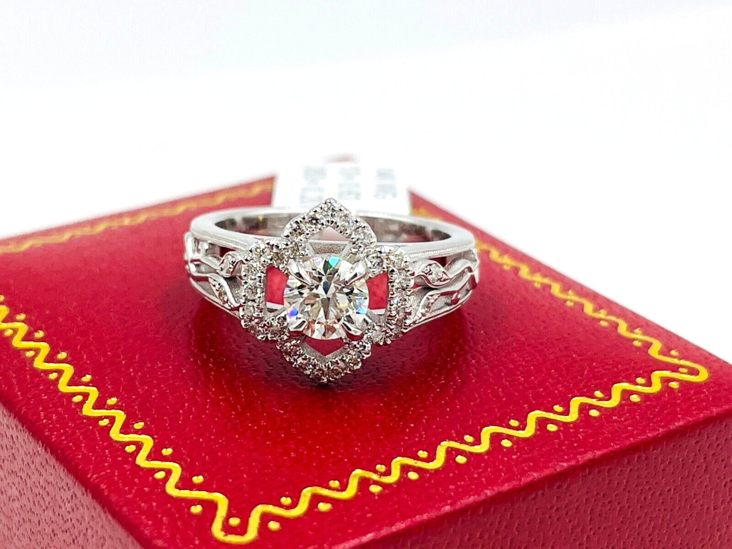 14kwg Diamond Halo Flower Ring EGL Certified