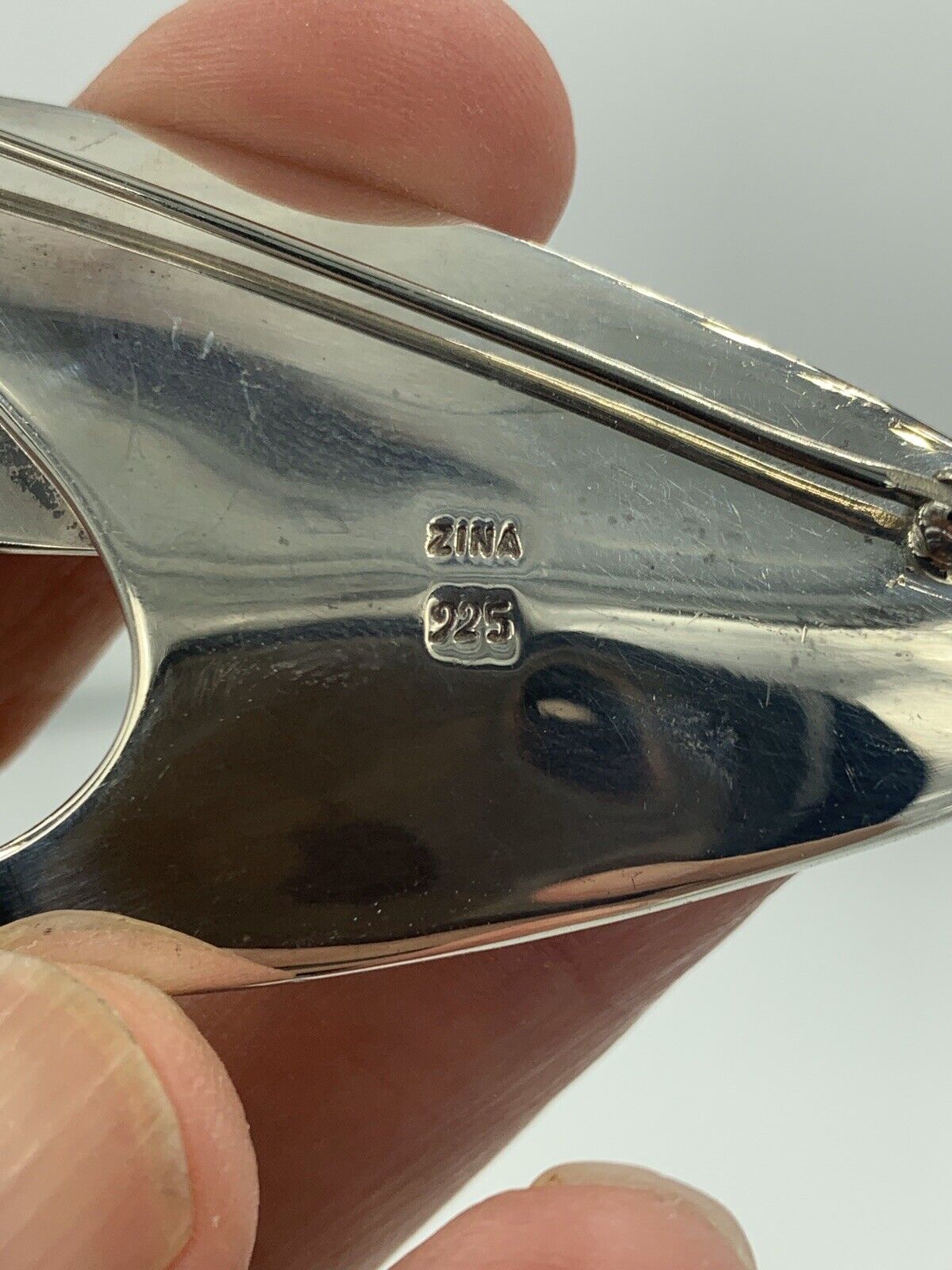 Vintage Zina Of Beverly Hills Modernist 925 Sterling Silver Brooch Pin