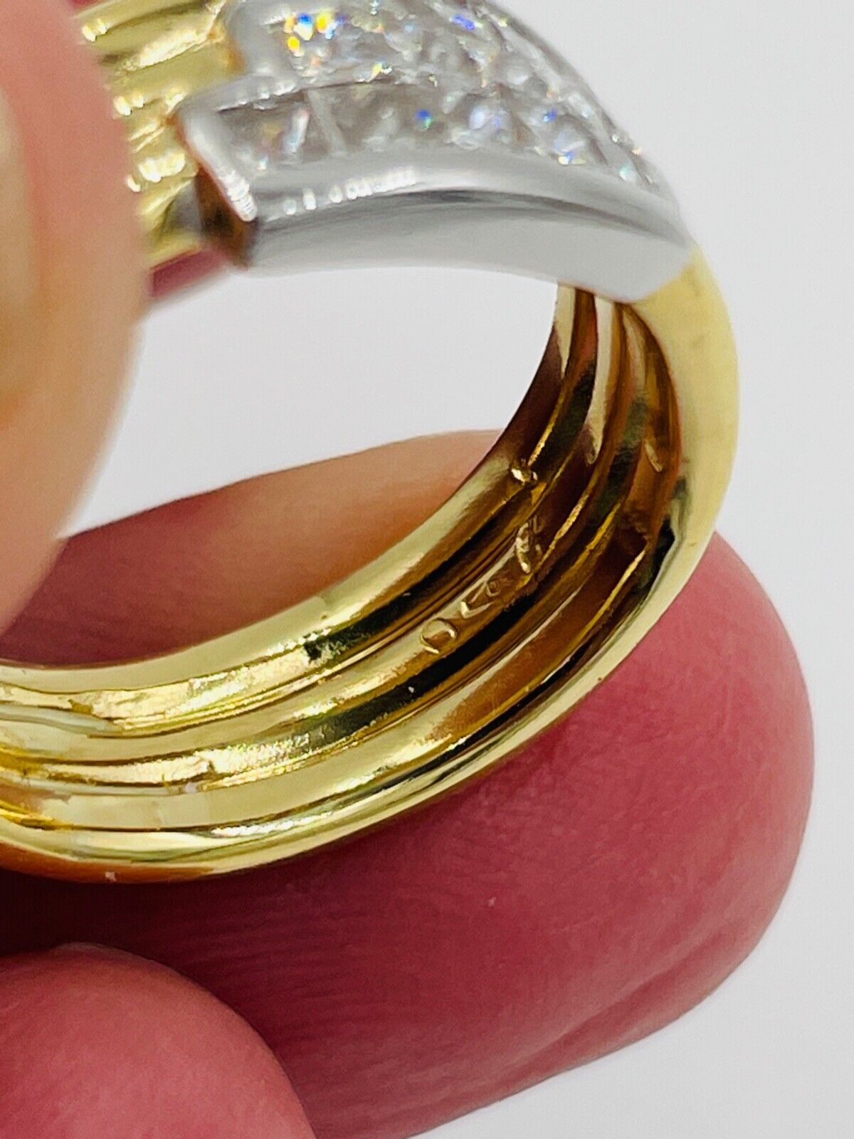 18k Gold Princess cut diamond wide band Ring