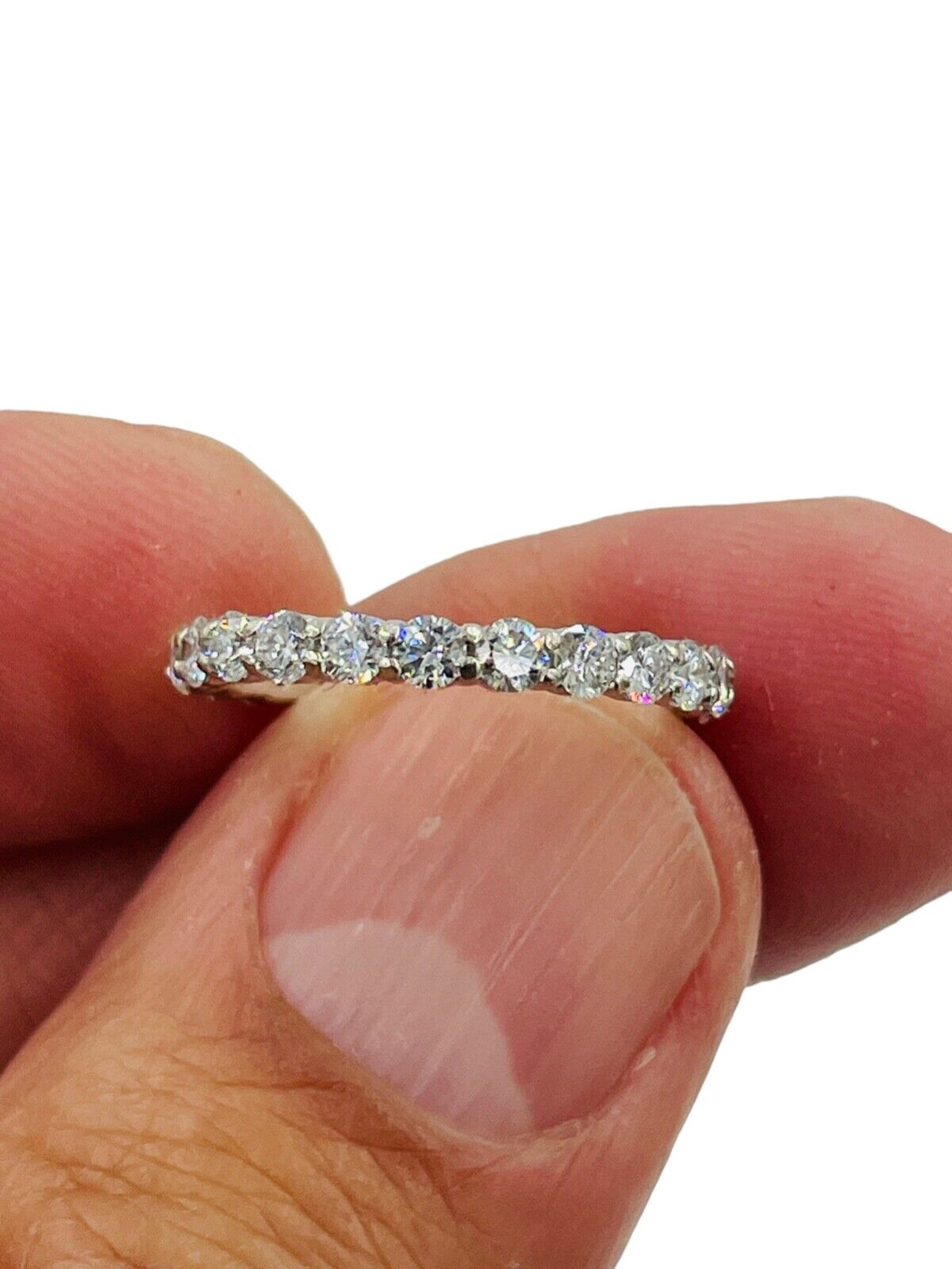 14k White Gold Eternity Diamond Band Ring Size 5