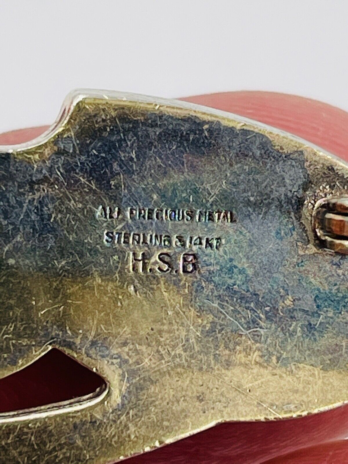 Vintage HSB, Harry S. Bick 14k Sterling Silver Brooch Pin Modernist