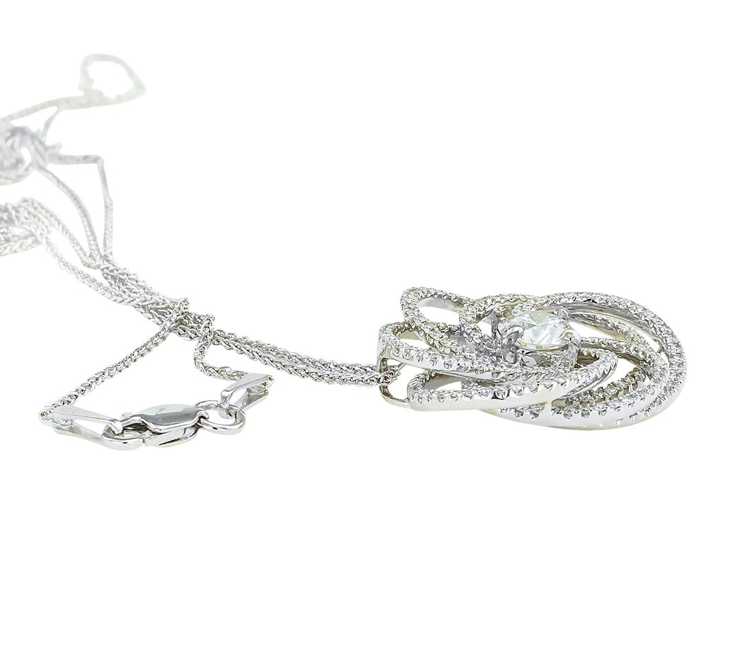 GIA Certified 0.73 Carat Diamond White Gold Slide Pendant Necklace