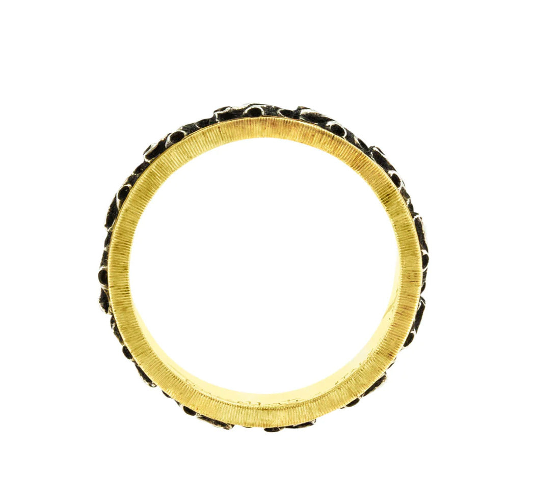 Estate Buccellati 18k Yellow Gold and Silver Ring Size 6.5 Unisex Wedding band
