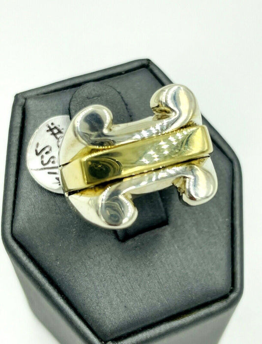 Designer Rigoberto 14k and Sterling Silver Modernist ring Men's
