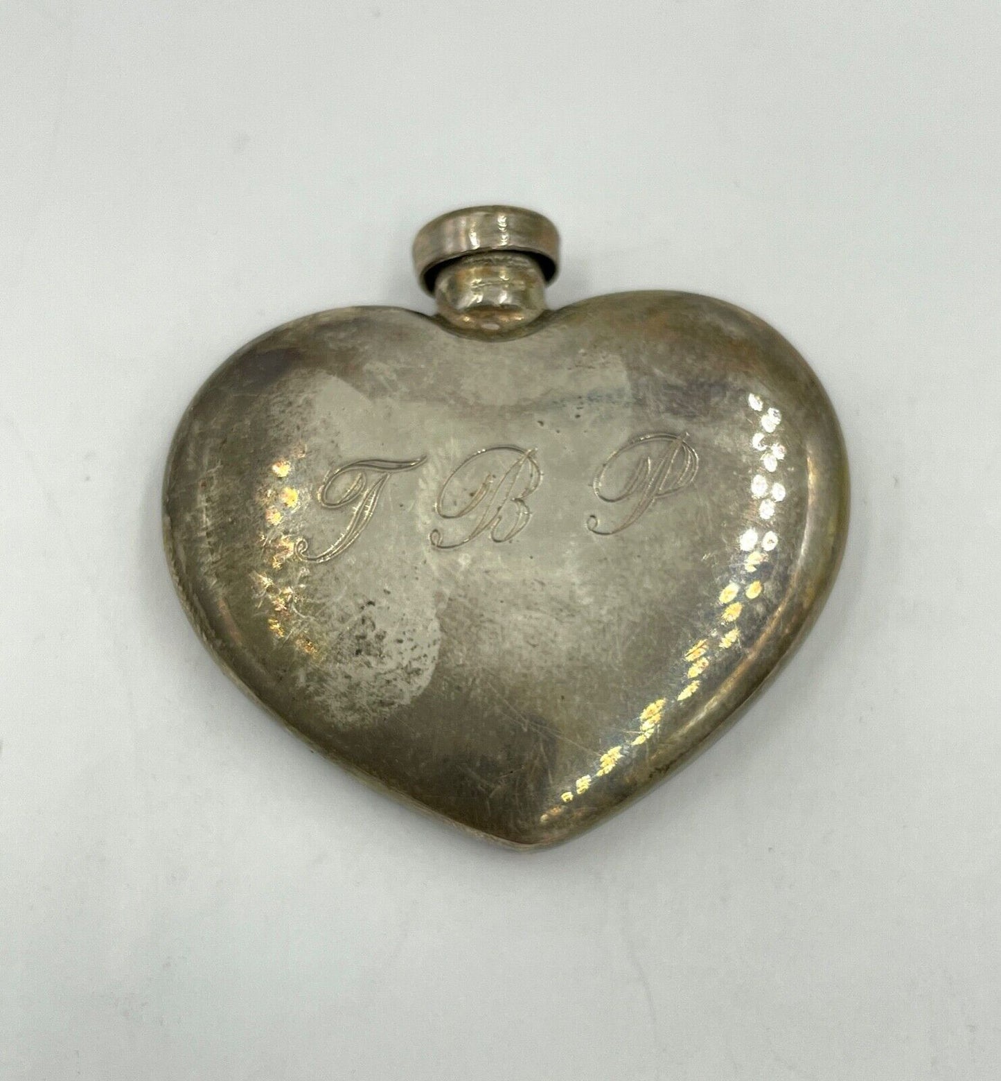 TIFFANY & CO STERLING SILVER TRAVEL PERFUME FLASK HEART SHAPE BOTTLE