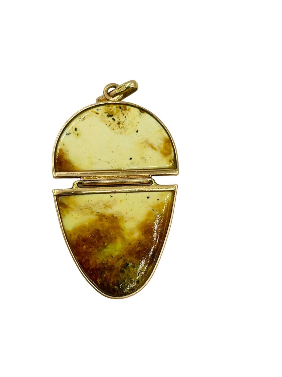 14K 585 Rose Pink Gold Russian Baltic Butterscotch Egg Yolk Amber Pendant