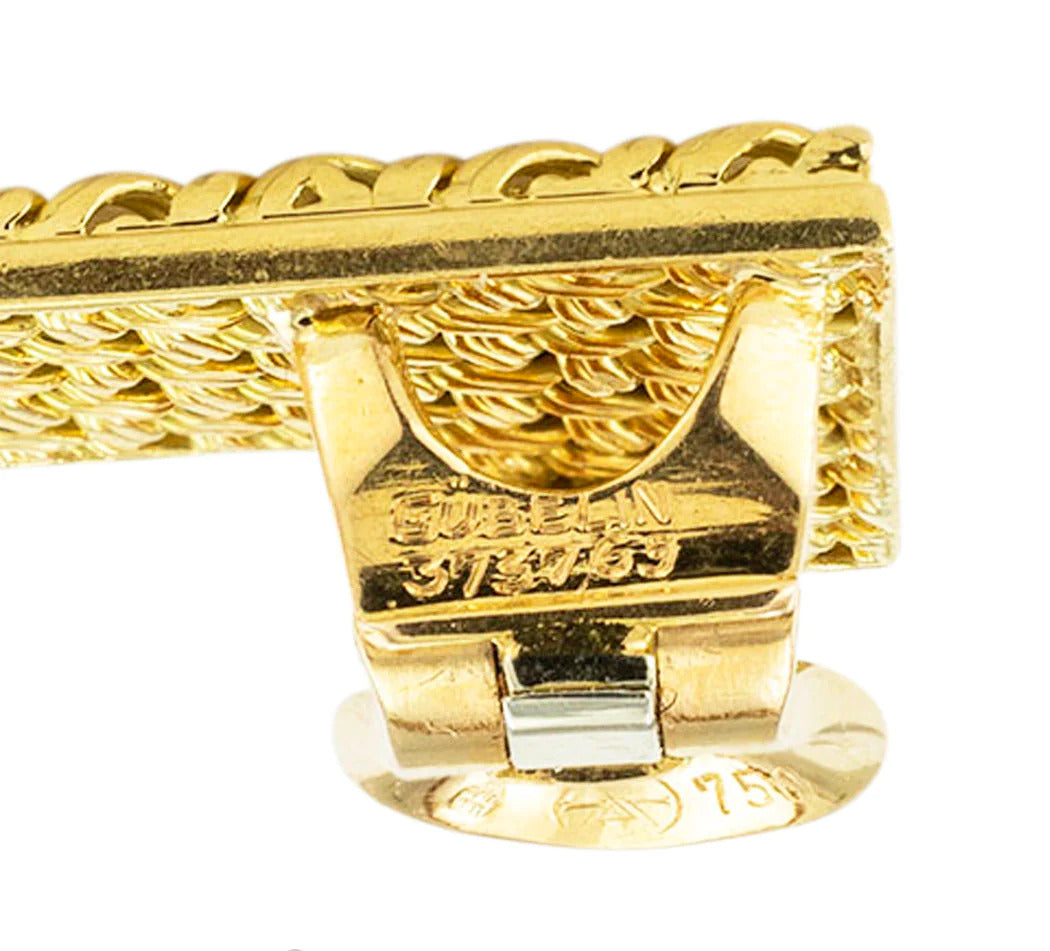 Vintage Gubelin 18k Gold Handcrafted Woven Yellow Gold Clip On Earrings