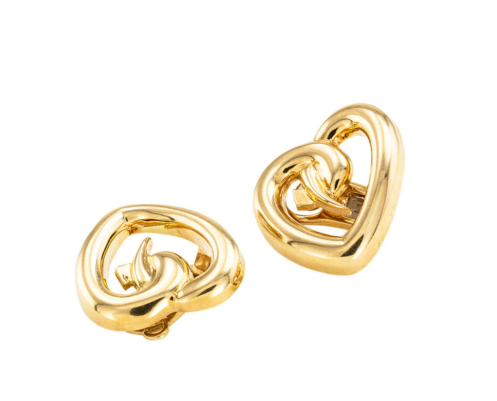 Paloma Picasso Tiffany & Co Heart Shaped Yellow Gold Clip On Earrings