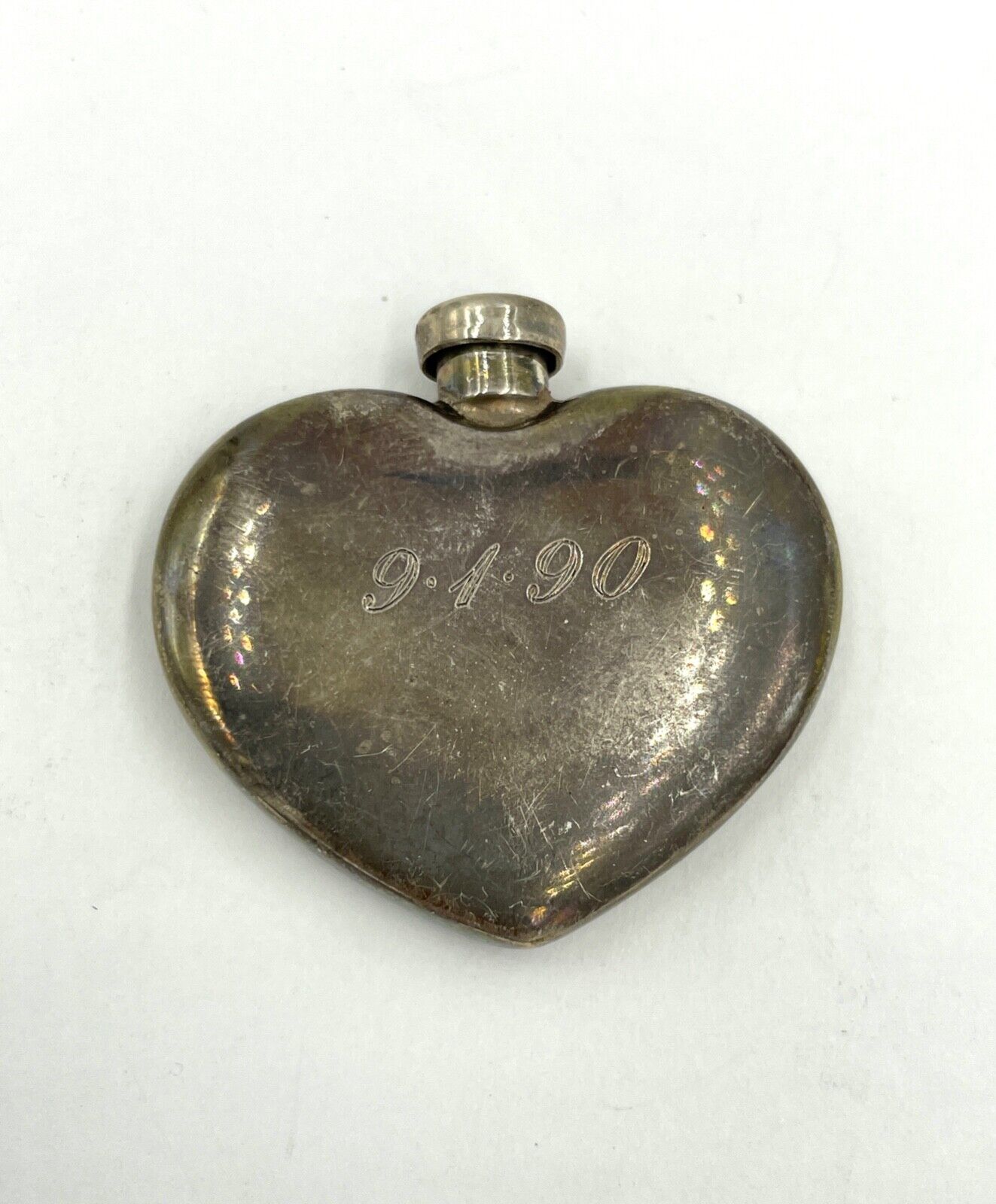 TIFFANY & CO STERLING SILVER TRAVEL PERFUME FLASK HEART SHAPE BOTTLE