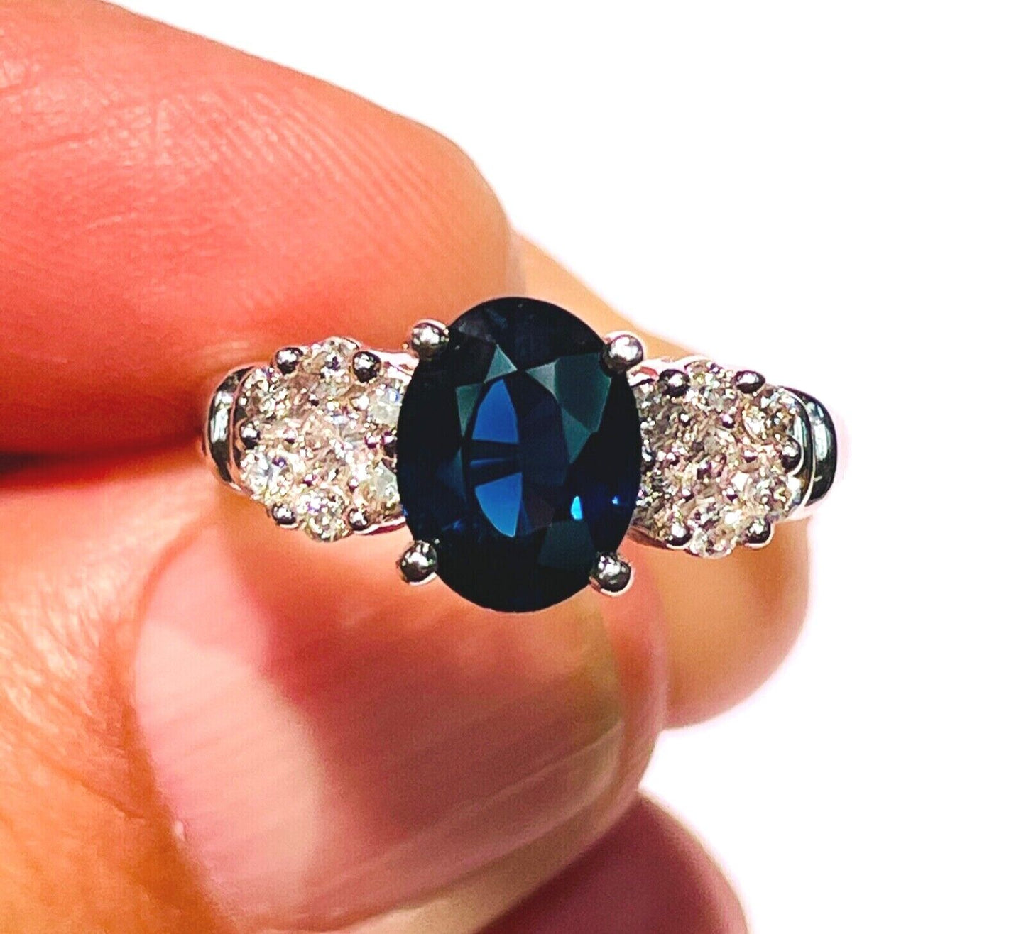 Estate 14k Gold diamond Sapphire cocktail Ring 1.50ctw