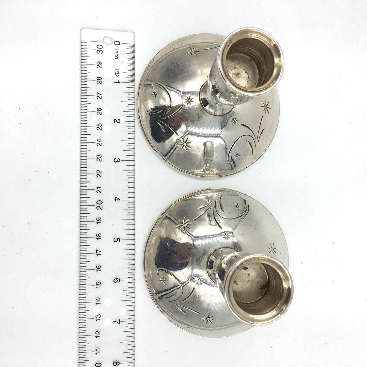 Vintage Gorham Celeste Sterling Silver Candle Holder Stick #1335 Pair