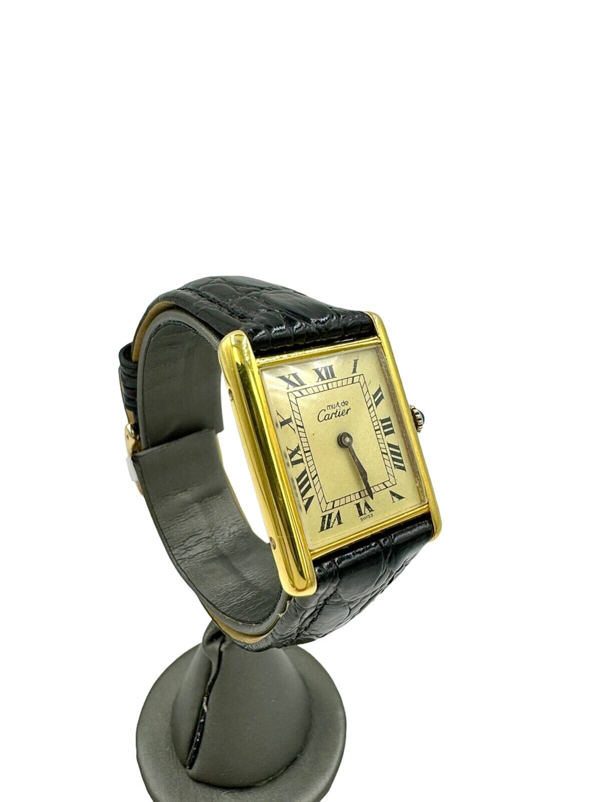 Cartier Must Tank Manual Wind Wristwatch Watch Argent 925 Gold Vermeil