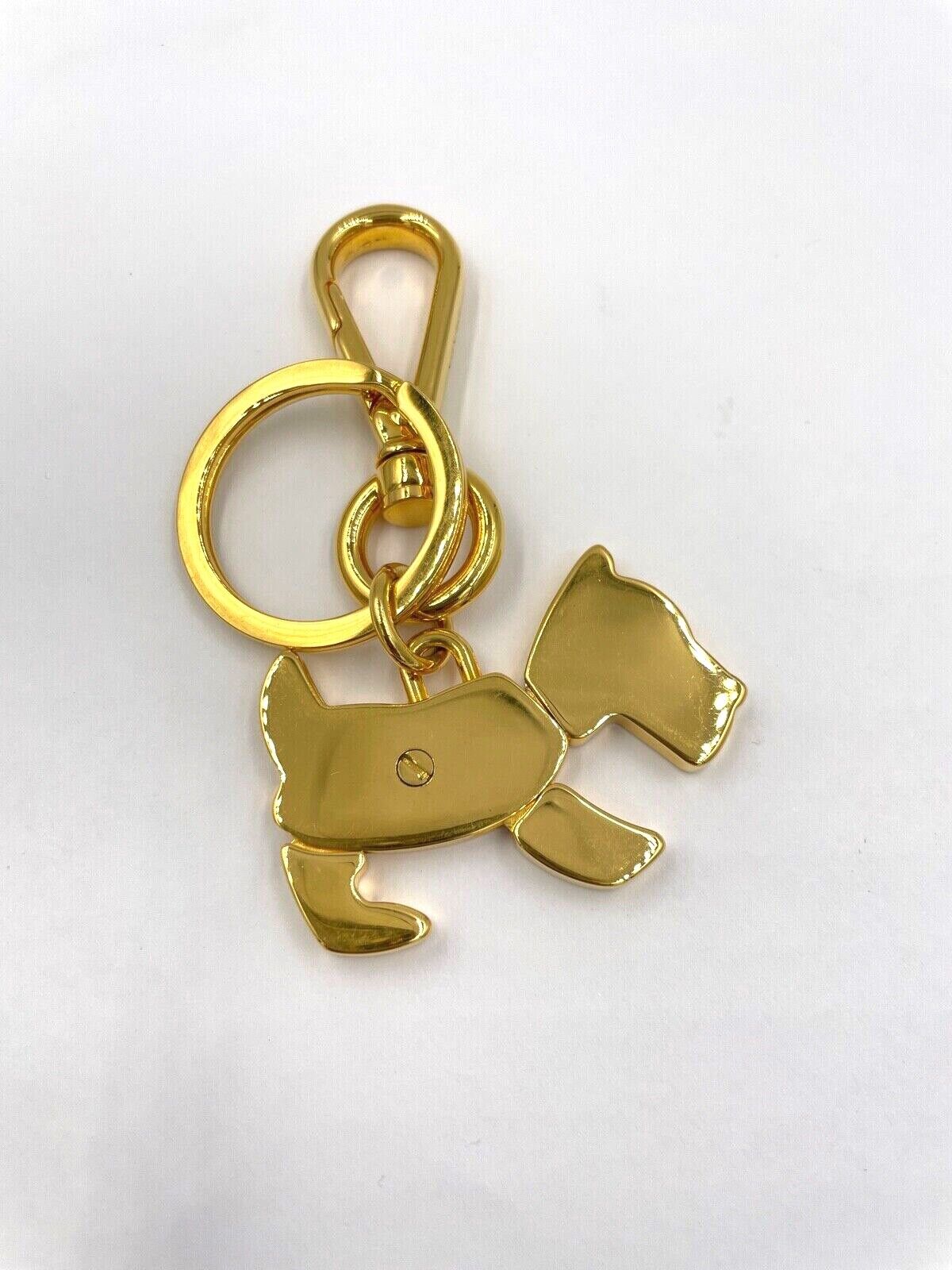 Prada Gold & Black Scottish Dog Keychain Or Bagchain