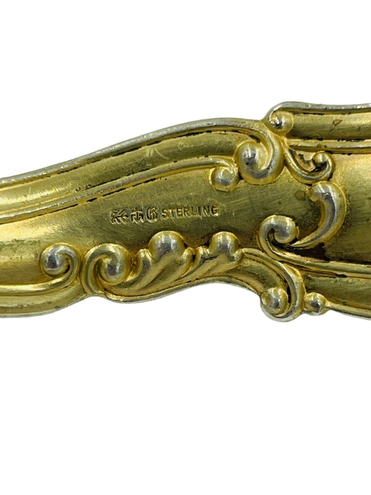 Hanover by Gorham Sterling Sugar Sifer Serving Spoon Enamel Gold Wash