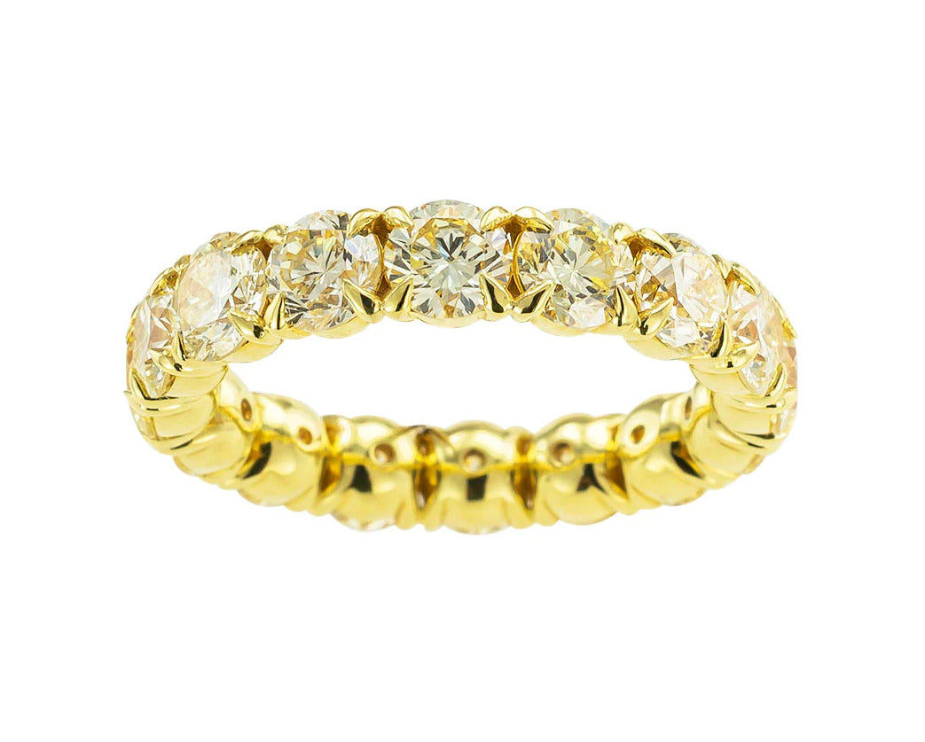 Men's Diamond 18k Yellow Gold Eternity Band Ring Size 9